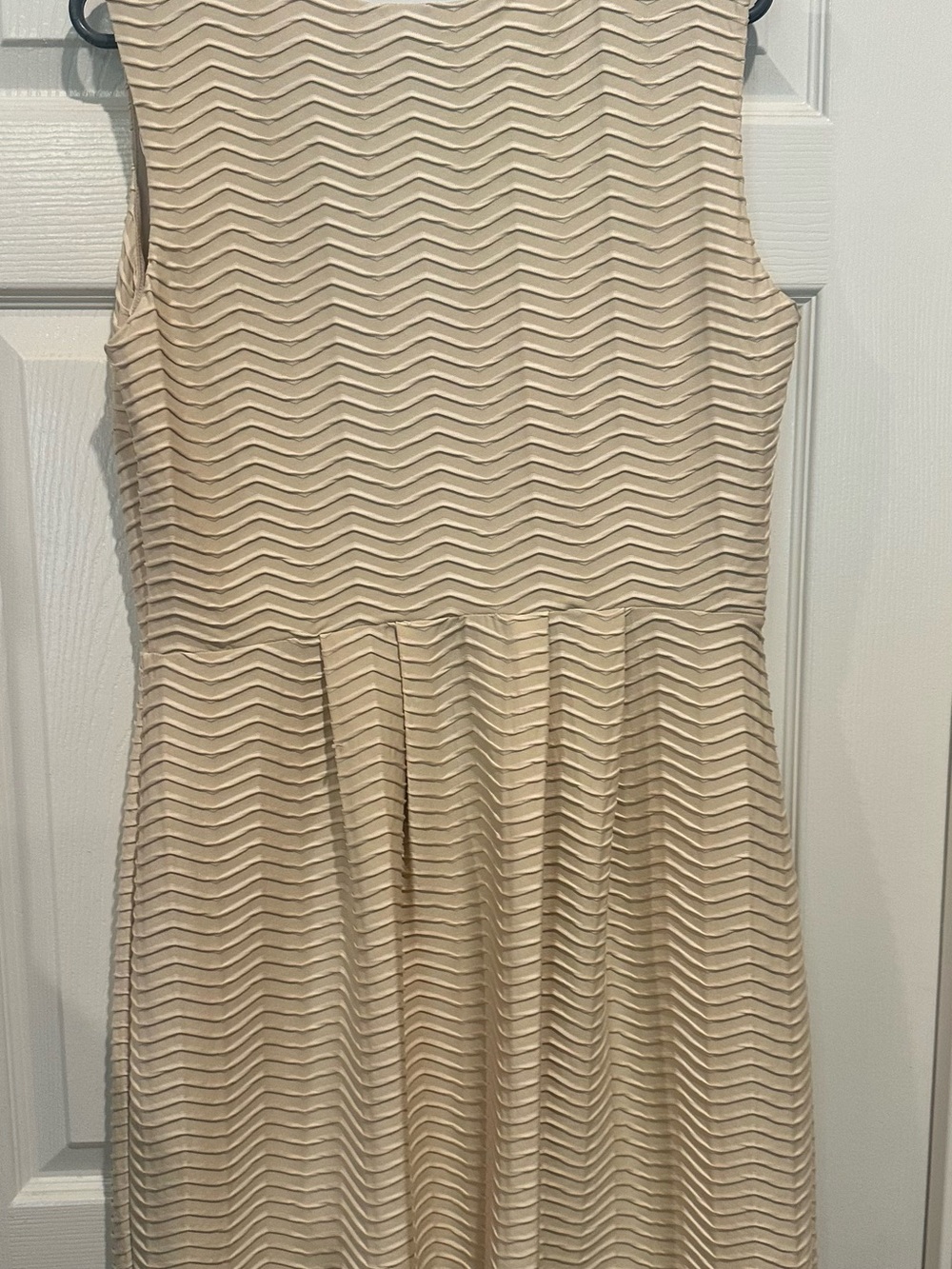 Enfocus Studio Cream Chevron Textured Sleeveless Fit & Flare Dress